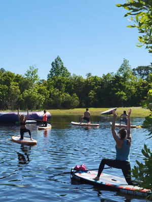Stand Up Paddleboard Yoga - Experience a relaxing session of stand-up paddleboard yoga at Jaybird Hammock Farm in beautiful Fernandina Beach, FL, USA. Find your balance on the water while practicing yoga poses on a paddleboard. It's a unique experience that combines the tranquility of yoga with the serenity of being out on the water. Don't worry if you're new to either yoga or paddleboarding - all levels are welcome! Just bring your sense of adventure and a willingness to try something new. Stand Up Paddleboard Yoga - Experience a relaxing session of stand-up paddleboard yoga at Jaybird Hammock Farm in beautiful Fernandina Beach, FL, USA. Find your balance on the water while practicing yoga poses on a paddleboard. It's a unique experience that combines the tranquility of yoga with the serenity of being out on the water. Don't worry if you're new to either yoga or paddleboarding - all levels are welcome! Just bring your sense of adventure and a willingness to try something new.