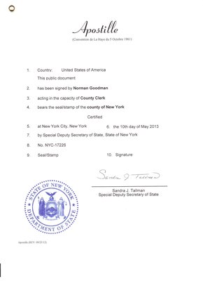 Apostille - Standard New York State apostille Apostille - Standard New York State apostille