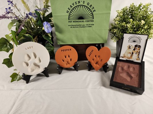 Foam & Clay Paw Prints - Paw print casts of your beloved pet's furry feet are a wonderful way to memorialize your time spent together. Our paw prints are available in foam or clay. Foam & Clay Paw Prints - Paw print casts of your beloved pet's furry feet are a wonderful way to memorialize your time spent together. Our paw prints are available in foam or clay.