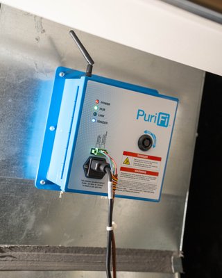 Indoor Air Quality PuriFi Install - Our team expertly installed a PuriFi air purification system directly into this home’s HVAC unit to provide whole-home air cleaning. This cutting-edge technology actively removes airborne particles, allergens, and contaminants, delivering cleaner, fresher air in every room. From precise electrical connections to a professional, discreet installation in the mechanical closet, every step was handled with attention to detail—ensuring both performance and a clean, finished look.