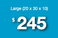 Large (20 x 30 x 10) - It fits the contents of a multi-bedroom house, including several oversized items like a couch, a refrigerator, a washer/dryer, and a dining room set or several large boxes.