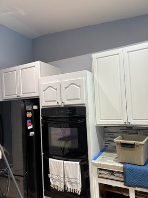 Kitchen cabinets - My client wanted her cabinets repainted before she sold her house. So after a couple days I had them looking better than new. Kitchen cabinets - My client wanted her cabinets repainted before she sold her house. So after a couple days I had them looking better than new.