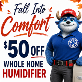Spring Drain Cleaning - As cooler weather arrives, dry indoor air can make your home feel less comfortable. A whole-home humidifier helps maintain balanced humidity throughout your home, creating a more comfortable indoor environment all season long. Take advantage of our fall special and save $50 on your installation.