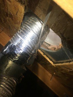 Rodent Exclusion - There are gaps in concrete tiles that rodents can get under and use the ductwork to get into the attic. You can see the rub marks from the rodents on the pipe where they were able to enter the attic. We closed off the entry points, like the ones here around the pipe and roof pocket, by installing screens to prevent rodents from entering the attic. Rodent Exclusion - There are gaps in concrete tiles that rodents can get under and use the ductwork to get into the attic. You can see the rub marks from the rodents on the pipe where they were able to enter the attic. We closed off the entry points, like the ones here around the pipe and roof pocket, by installing screens to prevent rodents from entering the attic.