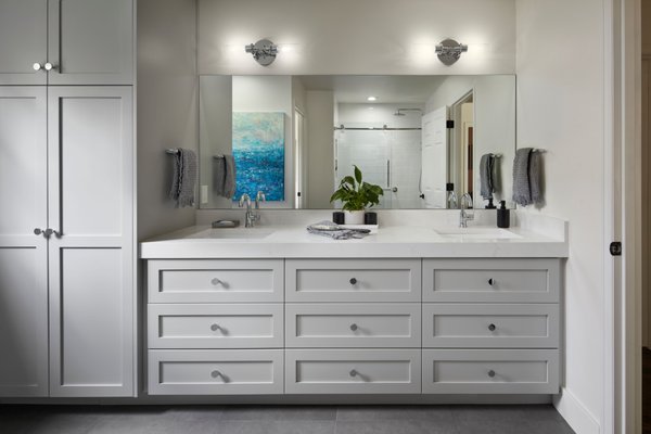 Timeless Custom Guest Bathroom- - A timeless custom guest bathroom features a dedicated water closet for added privacy and a custom vanity that blends both elegance and function. Thoughtful design details like classic materials, tailored storage, and refined finishes create a welcoming space that feels both luxurious and enduring. Timeless Custom Guest Bathroom- - A timeless custom guest bathroom features a dedicated water closet for added privacy and a custom vanity that blends both elegance and function. Thoughtful design details like classic materials, tailored storage, and refined finishes create a welcoming space that feels both luxurious and enduring.
