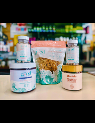 SEA MOSS - Sea moss (also known as Irish moss, or scientifically Chondrus crispus) is a kind of red algae used for centuries in traditional medicine and cooking—especially in Caribbean and Irish cultures. Sea moss is often praised as a "superfood" because it's nutrient-rich. It's having a big wellness moment lately! At Stay Healthy!, we carry it in various forms (capsules, gels, wildcrafted and raw, and delicious gummies). We are proud to have a variety of local and organic brands like The Good Moss and Bodela, being some of our very best sellers. Visit us and get yours today! SEA MOSS - Sea moss (also known as Irish moss, or scientifically Chondrus crispus) is a kind of red algae used for centuries in traditional medicine and cooking—especially in Caribbean and Irish cultures. Sea moss is often praised as a "superfood" because it's nutrient-rich. It's having a big wellness moment lately! At Stay Healthy!, we carry it in various forms (capsules, gels, wildcrafted and raw, and delicious gummies). We are proud to have a variety of local and organic brands like The Good Moss and Bodela, being some of our very best sellers. Visit us and get yours today!