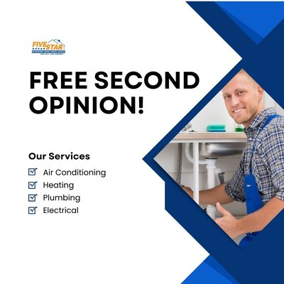 Free second opinion! - Are you dealing with a costly HVAC repair or replacement? Provide us with a copy of the quote or invoice and get a FREE second opinion without having to pay another diagnosis fee!

Cannot be combined with any other offers or comfort club member discounts. Must mention coupon when scheduling and present at time of service. Additional terms and conditions may apply, call for details!