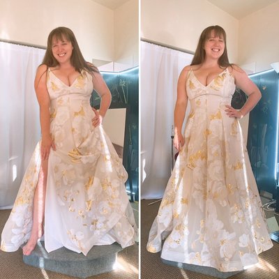 Golden Flowers Wedding Dress - Beautiful Flower Gold Wedding Dress
Wedding Shop - Blue Sky Bridal
Alteration - Sunshine Bridals Lek’s Alteration
Altering: Hemming + hair horse, A/bustles, straps take in, and side slide. Golden Flowers Wedding Dress - Beautiful Flower Gold Wedding Dress
Wedding Shop - Blue Sky Bridal
Alteration - Sunshine Bridals Lek’s Alteration
Altering: Hemming + hair horse, A/bustles, straps take in, and side slide.