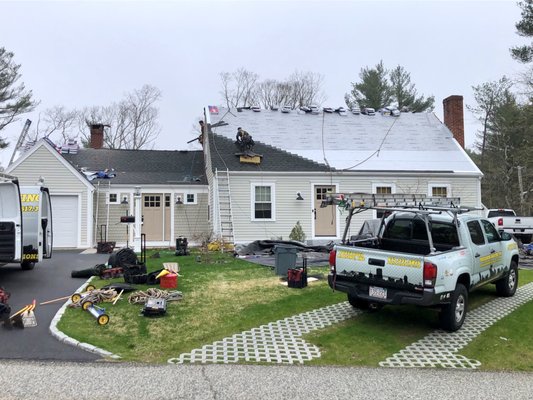 Hingham, MA Roof Install - Portanova Roofing Inc. Stripped and replaced the roof with new GAF Charcoal Black architectural asphalt shingles. Roof was stripped to decking and any broken or rotten wood was replaced. Hingham, MA Roof Install - Portanova Roofing Inc. Stripped and replaced the roof with new GAF Charcoal Black architectural asphalt shingles. Roof was stripped to decking and any broken or rotten wood was replaced.