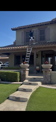 Exterior shutter repair. - The original foam shutters were too damaged to repair, so we custom-built four new wood shutters in the same style and completed the installation within one week. Exterior shutter repair. - The original foam shutters were too damaged to repair, so we custom-built four new wood shutters in the same style and completed the installation within one week.
