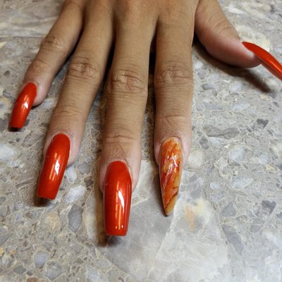 Acrylic Nail Enhancements from mild to wild - From sport length to fashion forward extremes custom acrylic full sets give you the ultimate expression of your personality. Sport length - $45, extreme length $55. Gel polish and art shown included in price Acrylic Nail Enhancements from mild to wild - From sport length to fashion forward extremes custom acrylic full sets give you the ultimate expression of your personality. Sport length - $45, extreme length $55. Gel polish and art shown included in price