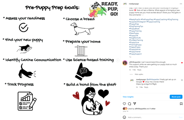 Puppy Prep Consultation Winter 2023 - Client was looking for a specific breed of dog, a toller. They had reached out to a breeder but had some bad feelings after talking to them. After our consultation, they recognized that the breeder who was pushing them to buy a pup wasn't the best for them and wasn't ethical. Instead of going with that breeder, I provided them with other breeders to consider and helped them foster a connection.
Leading up to bringing their puppy home, I provided them with resources and information on puppy proofing their home, how to handle the first day, first week, and first month of puppy ownership. This made their journey into puppyhood so much easier. Puppy Prep Consultation Winter 2023 - Client was looking for a specific breed of dog, a toller. They had reached out to a breeder but had some bad feelings after talking to them. After our consultation, they recognized that the breeder who was pushing them to buy a pup wasn't the best for them and wasn't ethical. Instead of going with that breeder, I provided them with other breeders to consider and helped them foster a connection.
Leading up to bringing their puppy home, I provided them with resources and information on puppy proofing their home, how to handle the first day, first week, and first month of puppy ownership. This made their journey into puppyhood so much easier.