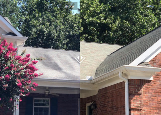 HOA Condo Roof Soft Washing - A local condo HOA reached out to us to clean (pressure wash) their multi-building complex buildings. After seeing their roofs, we discussed the importance of washing the roofs to prolong their life. They are very pleased with the results! Be sure to hire a professional that knows what they are doing so no damage is caused to your very expensive roofs! 

RPS uses a unique no-pressure soft wash process to clean your roof. We apply effective, biodegradable chemicals to safely kill all the mold, mildew, algae and underlying bacteria causing those black streaks.
Algae and other types of build-up often form on the north and west parts of roofs that are shaded or receive less sun and can reduce a roof’s life expectancy. The presence of soot, dirt, or biomass can affect how much sunlight is absorbed by a roof and thus the amount of heat a building absorbs.

Our soft wash system is approved by Asphalt Roofing Manufacturers Association and GAF, so you can be assured it is the safest, cost-effective method of roof cleaning for all of our customers.