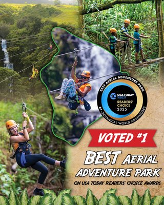 BEST AERIAL ADVENTURE PARK in USA by USA Today Readers Choice! - Thanks to all our past guests that have again (second year in a row) made us the #1 Aerial Adventure Park in the USA as chosen by the readers of USA Today! BEST AERIAL ADVENTURE PARK in USA by USA Today Readers Choice! - Thanks to all our past guests that have again (second year in a row) made us the #1 Aerial Adventure Park in the USA as chosen by the readers of USA Today!