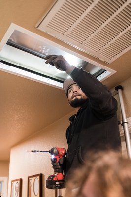 Quiet Cool Whole House Fan Installation - This homeowner was excited to have a new Quiet Cool Whole House Fan installed!. We completed the full installation, complete with the wireless control module in less than 2 hours! Afterwards we showed the homeowner how the control module worked and they were extremally happy once the fan turned on for the first time and pulled in all that fresh air! Quiet Cool Whole House Fan Installation - This homeowner was excited to have a new Quiet Cool Whole House Fan installed!. We completed the full installation, complete with the wireless control module in less than 2 hours! Afterwards we showed the homeowner how the control module worked and they were extremally happy once the fan turned on for the first time and pulled in all that fresh air!