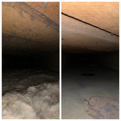 Premium Air Duct Cleaning - This is what a typical house looks like when it has been awhile since the ducts were cleaned. Our special tools allow us to plunge into every corner of the duct system, no matter how long or if obstructions are in the way.