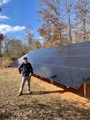 Ground Solar Array - This was a ground solar array installed in Orange, VA with a battery backup system to supply power to the home during outages.
The array uses Q.Cells 400W solar panels and a Sol-Ark 12 kW inverter. Fantastic products made and assembled in America! Ground Solar Array - This was a ground solar array installed in Orange, VA with a battery backup system to supply power to the home during outages.
The array uses Q.Cells 400W solar panels and a Sol-Ark 12 kW inverter. Fantastic products made and assembled in America!