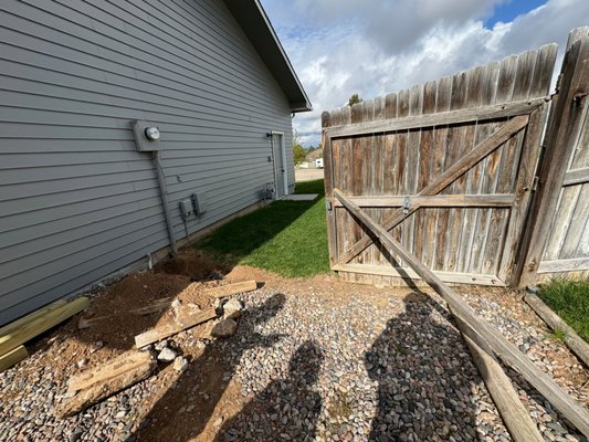 Gate repairs - Took down old gate and post. Installed new posts, then repaired gate, and reinstalled the gate. Gate repairs - Took down old gate and post. Installed new posts, then repaired gate, and reinstalled the gate.
