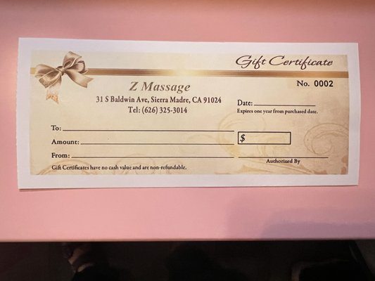Gift Cards Available 🎁 - Give the gift of relaxation! Z Massage gift cards are perfect for birthdays, holidays, or just because. Treat your loved ones to a soothing massage or special add-on. Available for any service—stop by or call us to purchase!