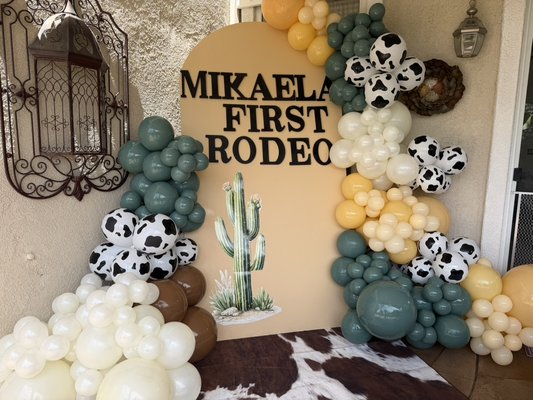 First Rodeo - First Rodeo birthday set up with Wood backdrop First Rodeo - First Rodeo birthday set up with Wood backdrop