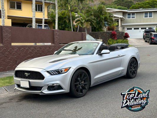 Full Satin Silver Vinyl Wrap – 2017 Ford Mustang Convertible - At Top Level Detailing, we specialize in transforming vehicles into head-turning masterpieces — and this 2017 Ford Mustang Convertible was no exception.

Our client wanted a fresh, premium look that would stand out while still keeping the muscle car vibe alive. After a consultation, we agreed on a full-body satin silver vinyl wrap, giving the Mustang a sleek, modern, and aggressive new identity.

What We Did:

Full-body wrap using high-quality satin silver vinyl

Disassembly of trim and exterior components for a clean, seamless install

Surface prep and paint decontamination prior to wrapping

Final detailing to enhance finish and durability

The Result:

This Mustang now turns heads like never before. The satin silver finish highlights the body lines beautifully and adds a refined yet bold presence on the road. It’s a perfect blend of classic American muscle and contemporary styling.

If you're ready to elevate your vehicle’s appearance, trust the experts at Top Level Detailing. We don’t just wrap cars — we redefine them.