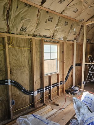 Converted shed to Tiny Home - This was a Pre-manufactured shed that the Homeowner wanted converted to a "Tiny Home" with a Kitchenette, and full bathroom. Converted shed to Tiny Home - This was a Pre-manufactured shed that the Homeowner wanted converted to a "Tiny Home" with a Kitchenette, and full bathroom.