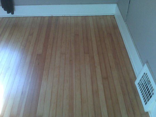 100+ Year Old Douglas Fir Floors - We found these floors hidden underneath carpet.  While they were covered in paint and glue and who knows what else, we could tell that they had never been re-finished.  So with a little elbow grease, we were able to bring them back to life.  After stripping them, we sealed them with a clear sealant and finished them with 3 coats of water-based finish.