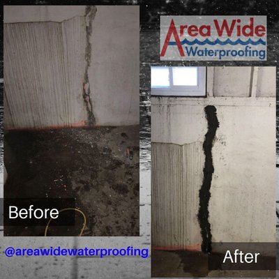Foundation Crack Repair - If your home has a basement, chances are you have a crack in the foundation, and water will eventually leak through. Even if an existing crack has not yet leaked, over time, the likelihood that water will permeate the crack increases due to the combined effect of movement, drying, shrinkage, and other stresses on the foundation. Although a crack might seem minor or small, it can grow much larger and cause water to leak inside your home.
Area Wide Waterproofing offers a lifetime warranty for the injection repairs because we are confident in our field technicians and the manufacturer's dedication to improving the materials and techniques offered. Foundation Crack Repair - If your home has a basement, chances are you have a crack in the foundation, and water will eventually leak through. Even if an existing crack has not yet leaked, over time, the likelihood that water will permeate the crack increases due to the combined effect of movement, drying, shrinkage, and other stresses on the foundation. Although a crack might seem minor or small, it can grow much larger and cause water to leak inside your home.
Area Wide Waterproofing offers a lifetime warranty for the injection repairs because we are confident in our field technicians and the manufacturer's dedication to improving the materials and techniques offered.