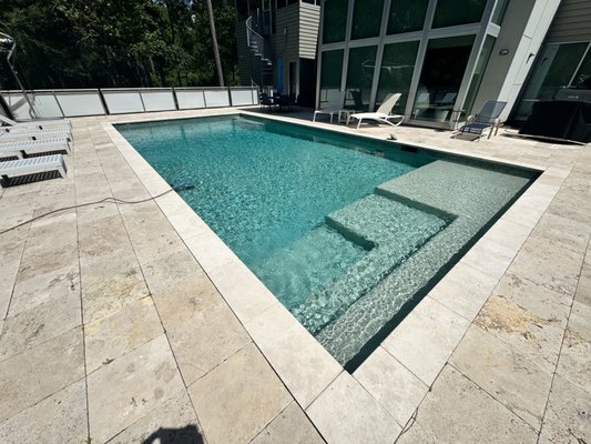 Spring, TX - Pool was replastered in Classic Smooth Standard White.