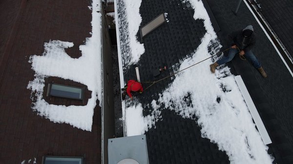 Snow removal emergency repair ￼ - Call us on emergency repair ESP to remove the snow and ice out of gutters. Gutters is a 6 inch gutter. Had 6 inches of ice chunks that needed to be cleaned out once they was cleaned out we installed new gutter guards. ￼