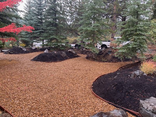 Xeriscape Project - Beautiful Aspen Rock layer over the new landscape project.