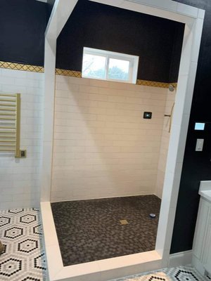 frameless steamed shower unit with operable transom - customer had remodeled their bathroom and new tile work done I came out measured it gave them a price and 3 days later last Friday I installed with no leaks nor complaints they loved it and so did I even though I've never liked gold hardware but on this one it changed my mind it turned out perfect frameless steamed shower unit with operable transom - customer had remodeled their bathroom and new tile work done I came out measured it gave them a price and 3 days later last Friday I installed with no leaks nor complaints they loved it and so did I even though I've never liked gold hardware but on this one it changed my mind it turned out perfect