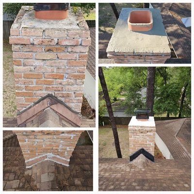 Chimney restoration - Cap, crown, flashing Chimney restoration - Cap, crown, flashing