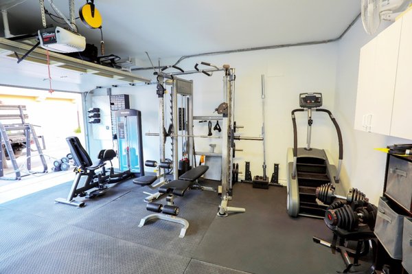 Fraizer Home - Located a few blocks from the tides of Surf City Huntington Beach, the Frazier's are always doing beach activities. Being huge fitness enthusiast, they are always Surfing, swimming and running in the sand. These types of workouts are difficult and keeping fit is extremely important. So the Fraziers decided to convert their half of 2 car garage into their home gym. The area is around 20’x10’ and they wanted to be able to fit a full body workout machine, leg machine and cardio unit in there. Fraizer Home - Located a few blocks from the tides of Surf City Huntington Beach, the Frazier's are always doing beach activities. Being huge fitness enthusiast, they are always Surfing, swimming and running in the sand. These types of workouts are difficult and keeping fit is extremely important. So the Fraziers decided to convert their half of 2 car garage into their home gym. The area is around 20’x10’ and they wanted to be able to fit a full body workout machine, leg machine and cardio unit in there.