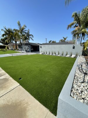 Turf Grass Install - The Customer For This Project Wanted a maintain - free yard with a green view all year round . So we recommended the installation of turf grass which looks great on any area around homes . Turf Grass Install - The Customer For This Project Wanted a maintain - free yard with a green view all year round . So we recommended the installation of turf grass which looks great on any area around homes .