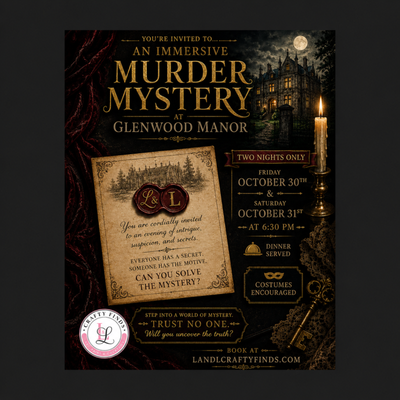 Immersive Murder Mystery Dinner at Glenwood Manor | Decatur, GA - This Halloween, step inside Glenwood Manor, where everyone has a secret, someone has a motive, and nothing is quite what it seems. 🕯️🔎 Join L&L Crafty Finds in Decatur for an immersive murder mystery dinner filled with clues, suspense, unexpected twists, and an evening you won’t soon forget. Immersive Murder Mystery Dinner at Glenwood Manor | Decatur, GA - This Halloween, step inside Glenwood Manor, where everyone has a secret, someone has a motive, and nothing is quite what it seems. 🕯️🔎 Join L&L Crafty Finds in Decatur for an immersive murder mystery dinner filled with clues, suspense, unexpected twists, and an evening you won’t soon forget.