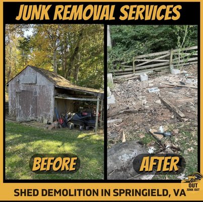 Shed removal and demolition - One of our favorite services are shed demolitions!
Do you have an old shed that needs to be demolished? Out Junk Out is here to help! Our team has the combination of skills, experience, and proper tools to get the job done quickly and safely! We take every job seriously, no matter how big or small, and we go above and beyond to make sure that we are careful when removing items around vour property! Want to learn more about our services? Contact us today! We would be more than happy to help get your JUNK OUT the right way! #Oakton Shed removal and demolition - One of our favorite services are shed demolitions!
Do you have an old shed that needs to be demolished? Out Junk Out is here to help! Our team has the combination of skills, experience, and proper tools to get the job done quickly and safely! We take every job seriously, no matter how big or small, and we go above and beyond to make sure that we are careful when removing items around vour property! Want to learn more about our services? Contact us today! We would be more than happy to help get your JUNK OUT the right way! #Oakton