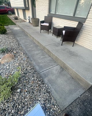 Concrete porch restoration! - You can see here the before picture of the porch , we went in lightly grind the top , added a layer with a broom finish on top ! No need to spend hundreds of your concrete is worn out or ugly, we have a solution for you at affordable prices Concrete porch restoration! - You can see here the before picture of the porch , we went in lightly grind the top , added a layer with a broom finish on top ! No need to spend hundreds of your concrete is worn out or ugly, we have a solution for you at affordable prices