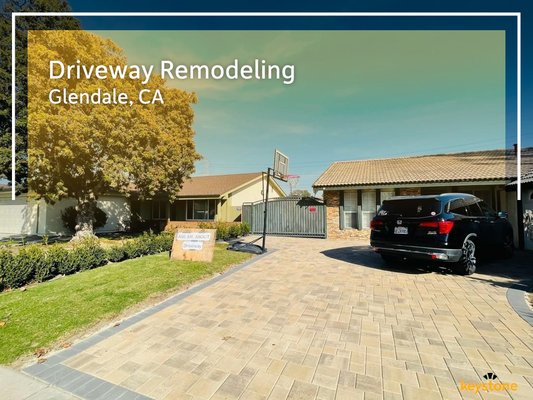 Driveway Remodeling | Glendale, CA - After discussing her needs with one of our experts, it was determined that flagstone and interlocking pavers would be the best option for her driveway. The crew worked diligently to complete the project in under a week and the results were stunning.