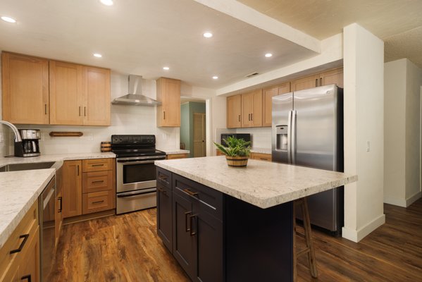 Taylor Project 2024 - We took this outdated 80s style kitchen and made it more modern. This customer still wanted to keep the western/farm house look and at the same time update it to a more lively and functional space. We absolutely love how it turned out, and so did the customer!