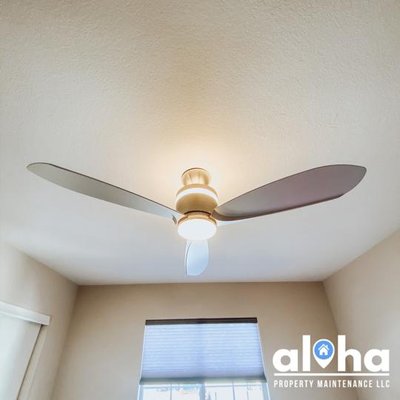 Ceiling Fan Installation - We replaced a builder grade light fixture with this beautiful LED ceiling fan.