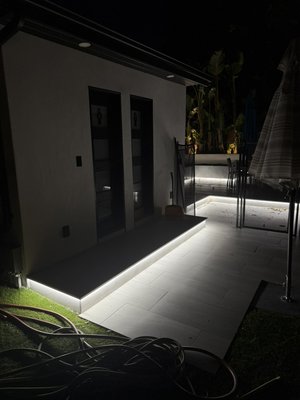 Led Project for Backyard Remodel - This Project was a backyard remodel, the white lights are dimmable and connected to a light switch. The RGBW lights are controlled via a remote or app ready to set the mode for any scenario. Led Project for Backyard Remodel - This Project was a backyard remodel, the white lights are dimmable and connected to a light switch. The RGBW lights are controlled via a remote or app ready to set the mode for any scenario.