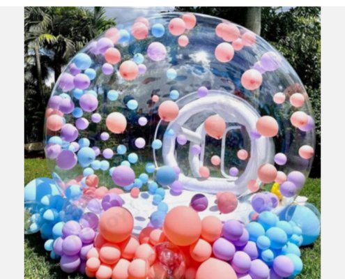 Inflatable Bubble House - Make your event truly pop with Bright Party Rentals’ Inflatable Bubble House! This clear, spacious dome adds a unique, whimsical touch to weddings, birthday parties, baby showers, and more. Safe, clean, and picture-perfect, our Bubble House is easy to customize with balloons or décor to match your theme. Setup and takedown are included—just step inside and let the fun begin! Inflatable Bubble House - Make your event truly pop with Bright Party Rentals’ Inflatable Bubble House! This clear, spacious dome adds a unique, whimsical touch to weddings, birthday parties, baby showers, and more. Safe, clean, and picture-perfect, our Bubble House is easy to customize with balloons or décor to match your theme. Setup and takedown are included—just step inside and let the fun begin!