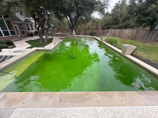 Green pool rescue round rock ￼ - This customer‘s pool turned green over the winter we came out and got it all tiptop shape ￼
