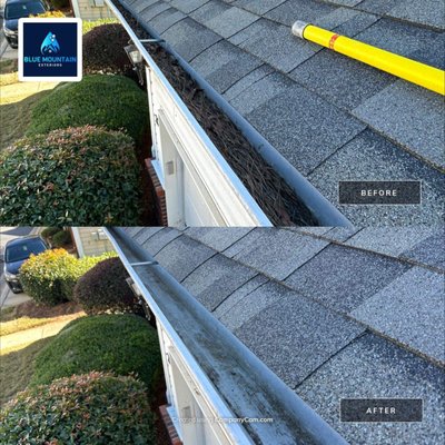 Gutter Cleaning Projects - Blue Mountain Exteriors will safely remove debris and dirt from the gutters.
✅ Cleaning from the ground using high powered commercial grade gutter vac system or ladder. In most cases eliminating the need to walk on your roof preventing unnecessary damage to your shingles.
✅ Flushing of all downspouts included in this service at no additional charge.
✅Protecting your gutters from ladder damage, by using ladder standoffs preventing the need to lean directly against your gutters and using guards to prevent scratching. Gutter Cleaning Projects - Blue Mountain Exteriors will safely remove debris and dirt from the gutters.
✅ Cleaning from the ground using high powered commercial grade gutter vac system or ladder. In most cases eliminating the need to walk on your roof preventing unnecessary damage to your shingles.
✅ Flushing of all downspouts included in this service at no additional charge.
✅Protecting your gutters from ladder damage, by using ladder standoffs preventing the need to lean directly against your gutters and using guards to prevent scratching.