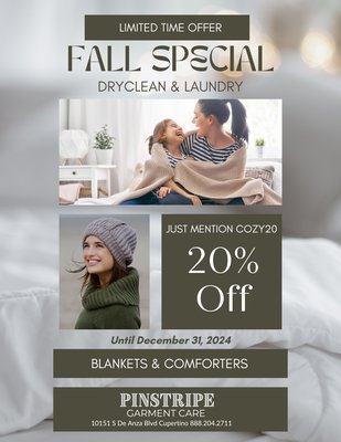 Fall Specials - Save on blankets, comforters, throws and quilts, using promo code Cozy20 to save 20% off. Fall Specials - Save on blankets, comforters, throws and quilts, using promo code Cozy20 to save 20% off.