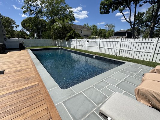 Renovation *MN Point Pleasant - Complete pool transformation including new coping, upgraded from fiberglass step to custom steel stadium steps, premium pool equipment, and a beautiful Merlin Industries Island Onyx vinyl liner. Renovation *MN Point Pleasant - Complete pool transformation including new coping, upgraded from fiberglass step to custom steel stadium steps, premium pool equipment, and a beautiful Merlin Industries Island Onyx vinyl liner.