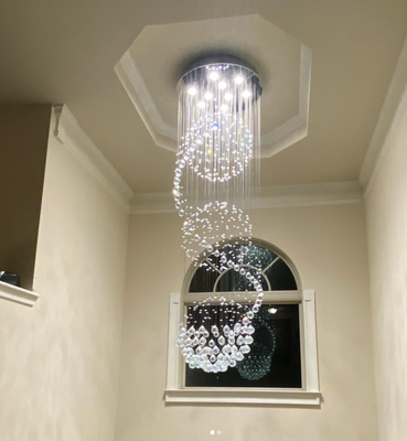 Chandelier installation - Elegant chandelier installed, it’s a masterpiece. My only question is…..WHOS NEXT? Chandelier installation - Elegant chandelier installed, it’s a masterpiece. My only question is…..WHOS NEXT?