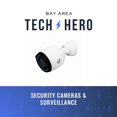 Security Cameras & Surveillance - A security camera install for a Bay Area home, covering entry points and blind spots around the property. We mounted the cameras cleanly, ran the cabling out of sight, and set the whole system up so it is easy to check from a phone.