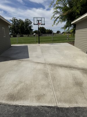 Basketball Court and Walkway - We added a basketball court between the workshop and the garden shed for a customer. We did some excavation to level the area and laid concrete and installed the ground mount into the concrete. The basketball court turned out really nice. A great addition to their beautiful property. Basketball Court and Walkway - We added a basketball court between the workshop and the garden shed for a customer. We did some excavation to level the area and laid concrete and installed the ground mount into the concrete. The basketball court turned out really nice. A great addition to their beautiful property.
